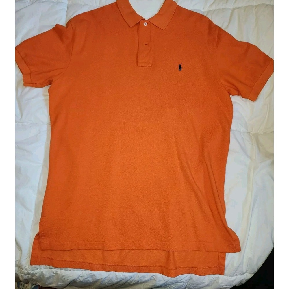 Polo Ralph Lauren Mens Medium Orange Short Sleeve Golf Polo Shirt Classic Fit